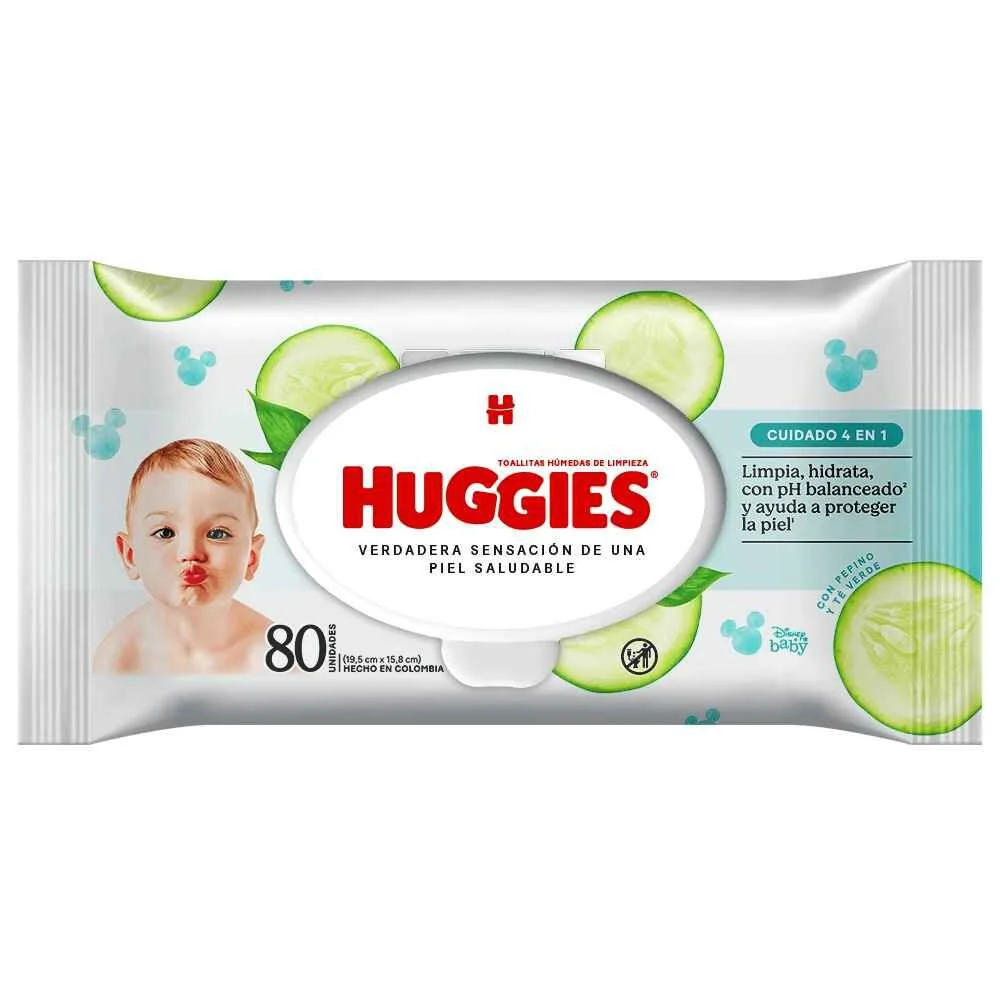 Huggies Toallitas Húmedas Cuidado 4 en 1 Eco Fibras 80 unidades