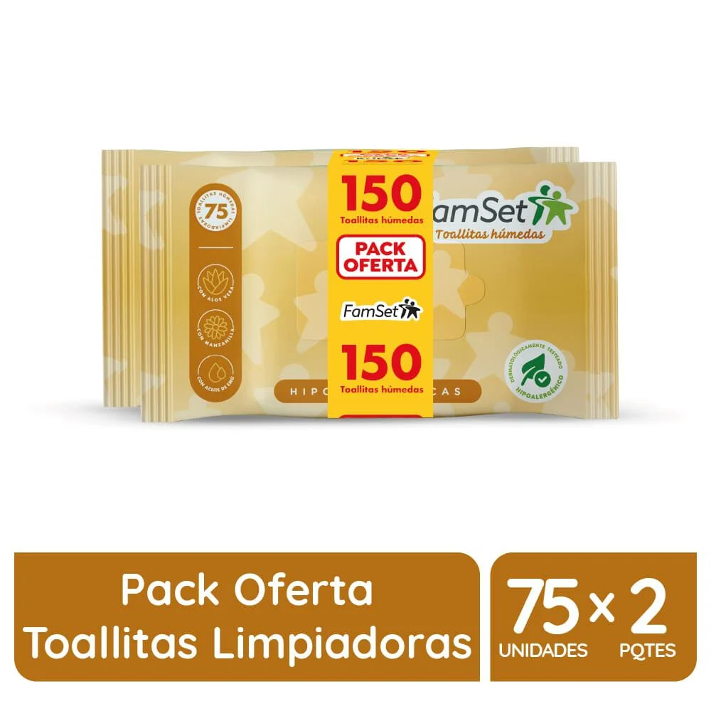 FamSet Toallitas Húmedas sin tapa Pack Oferta 150 unidades