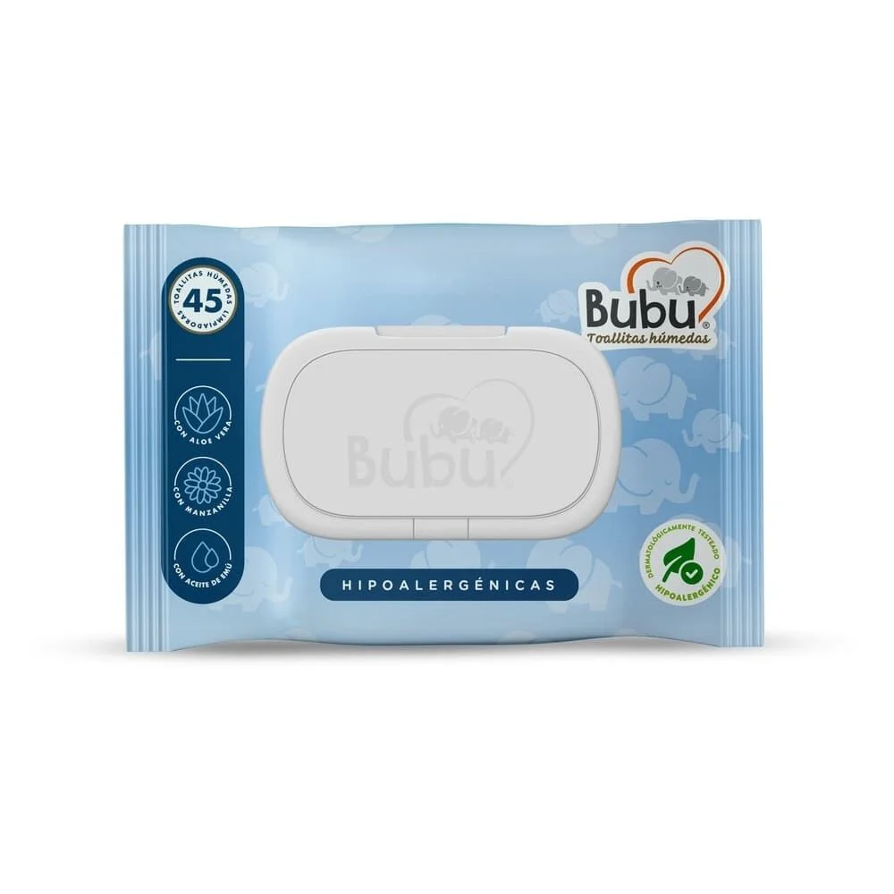 Bubu Toallitas húmedas premium con tapa 45 unidades