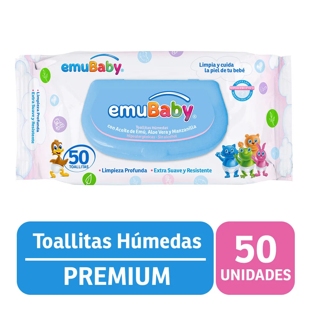 Emubaby Toallitas Húmedas con Aceite de Emú 50 Unidades