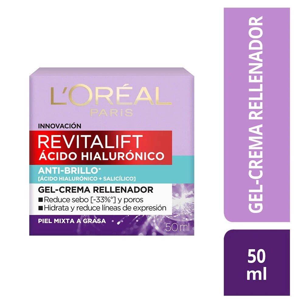 L'Oréal Paris Revitalift Ácido Hialurónico Anti-Brillo Gel-Crema 50 ml