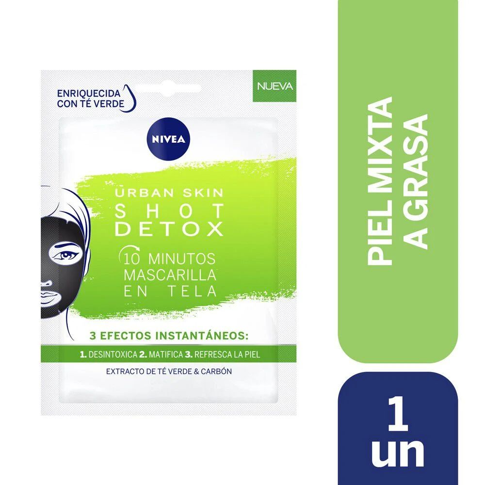 Nivea Urban Skin Shot Detox Mascarilla en Tela 10 Min