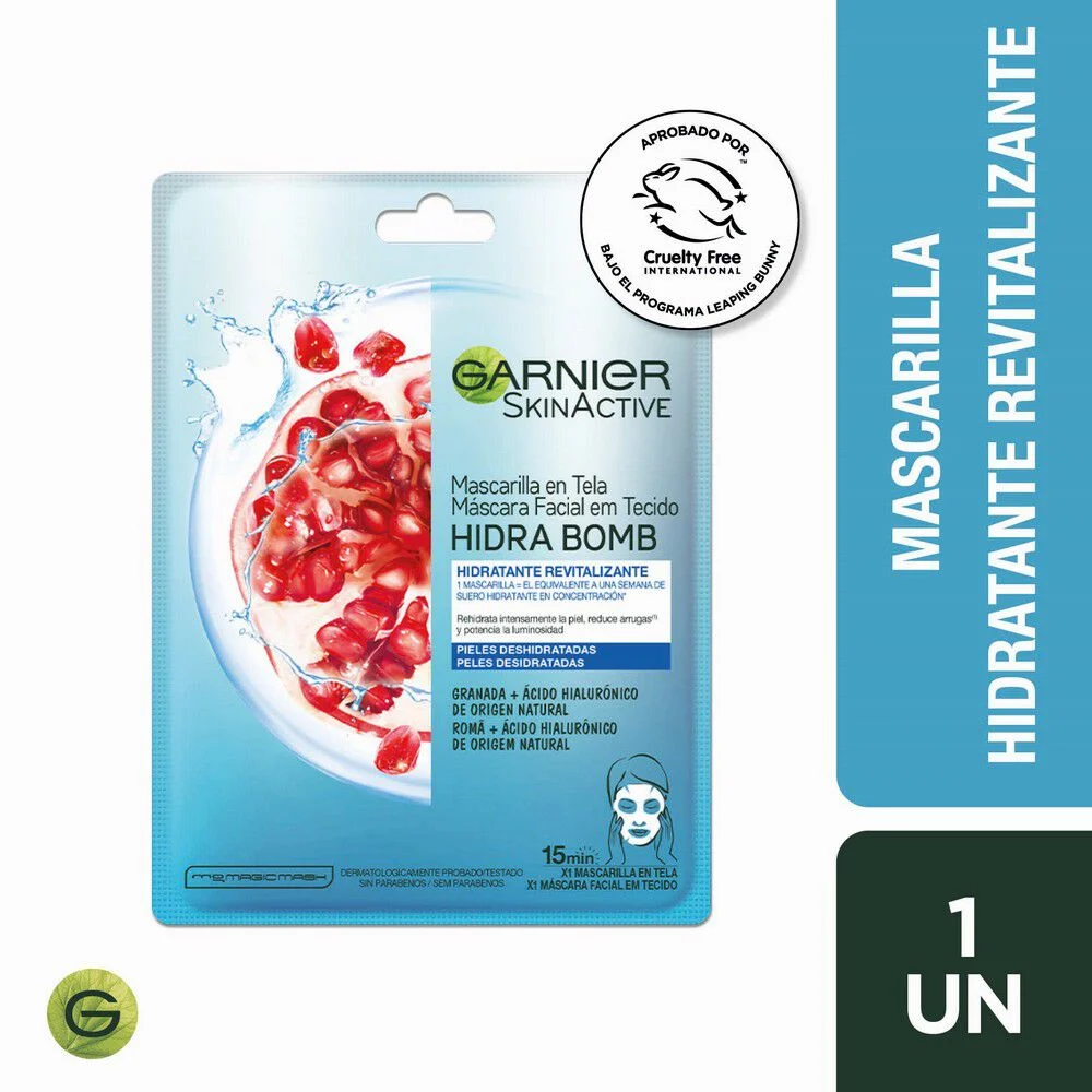 Garnier SkinActive Hydra Bomb Granada Mascarilla Facial 1 Unidad