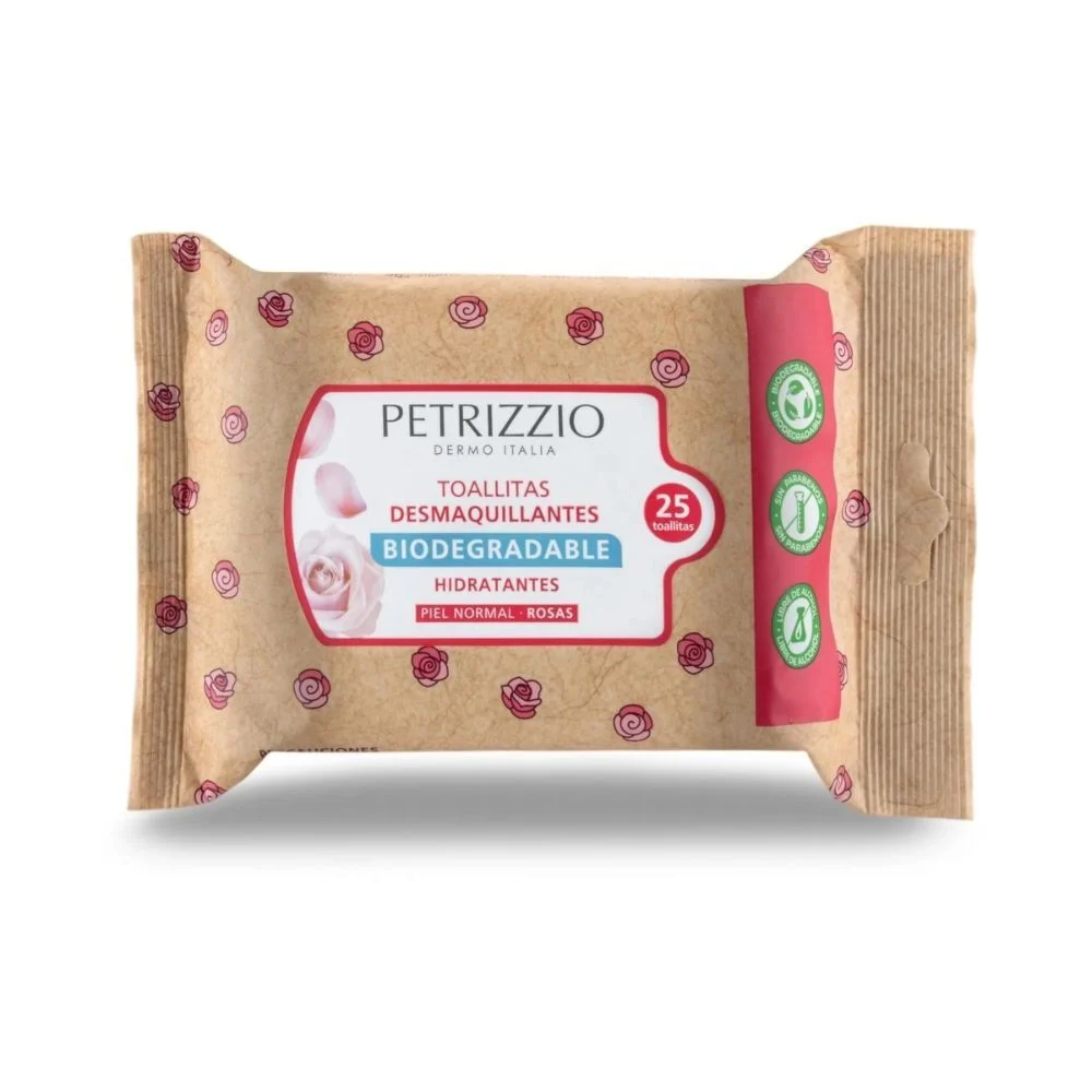 Petrizzio Toallitas Desmaquillantes Biodegradable Rosas 25 un