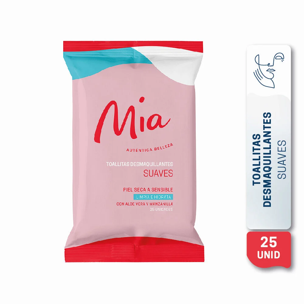 Mia Toallitas Desmaquillantes Suaves Piel Seca a Sensible 25 unidades