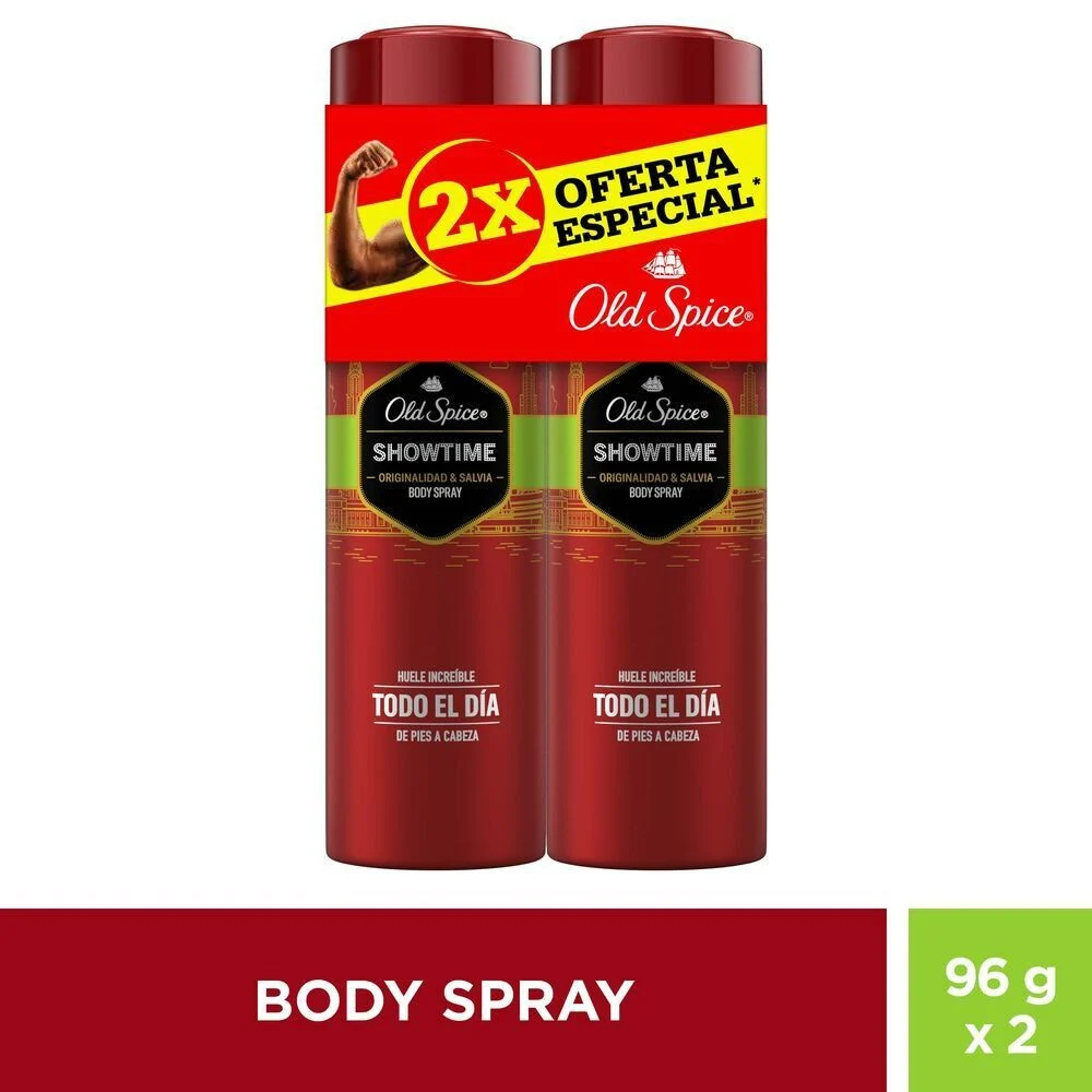 Old Spice Showtime Originalidad & Salvia Body Spray 96 g x 2 - Pack