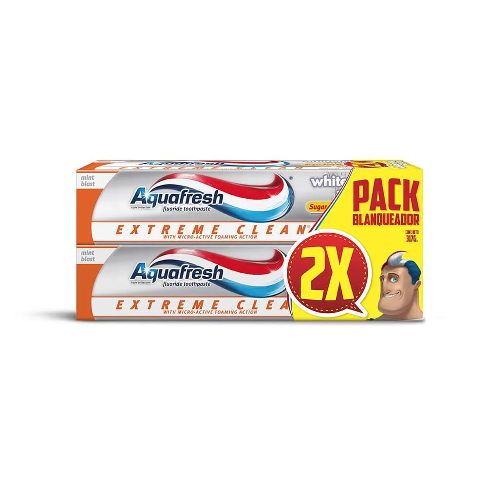 Aquafresh Extreme Clean Mint Pack 2 Unidades - Pasta Dental