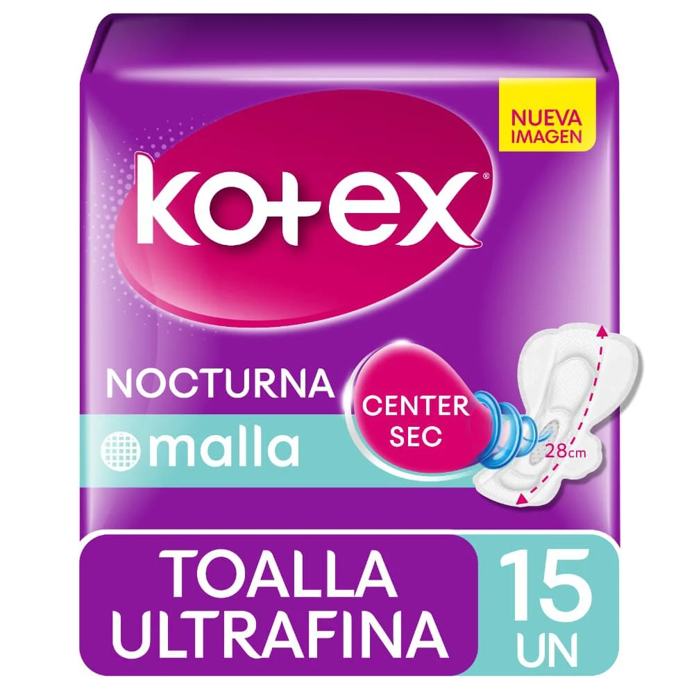 Kotex Toalla Higiénica Nocturna Ultrafina Malla 15 un