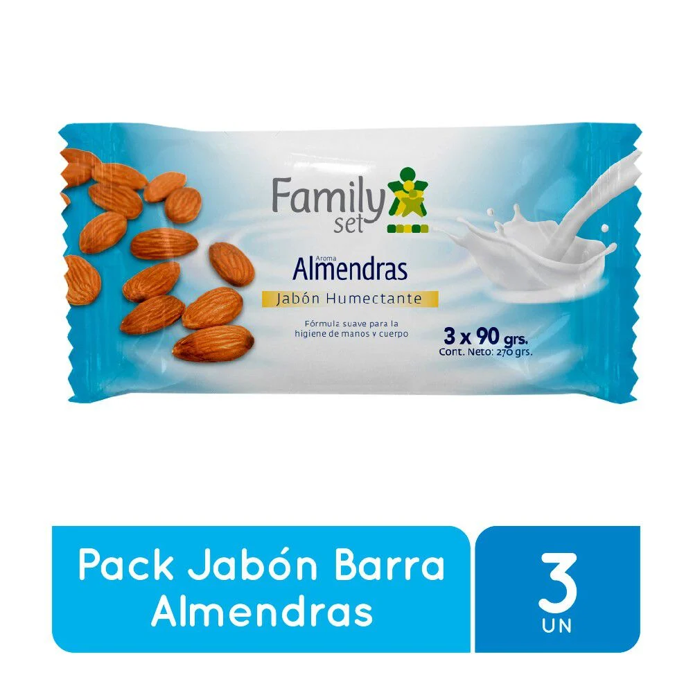 Family Set Jabón Barra Almendras 3x90 g - Pack Humectante