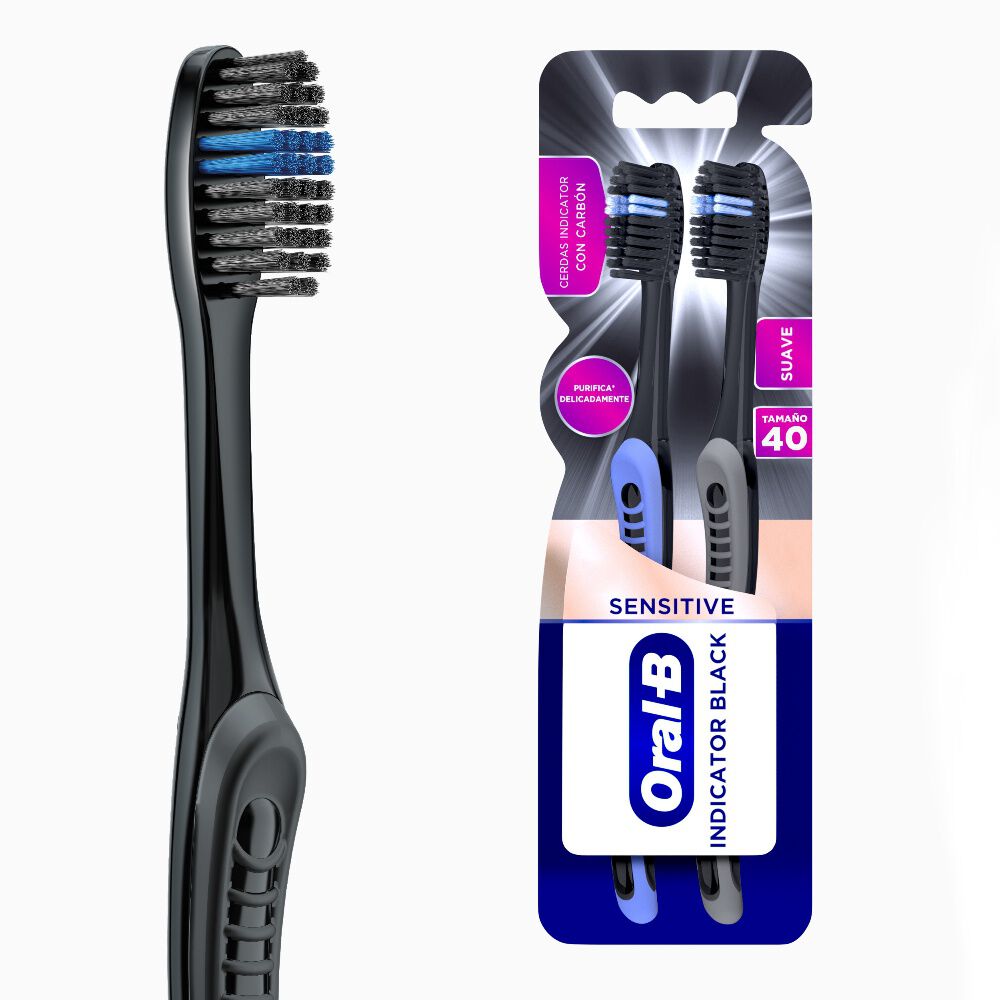 Oral-B Indicator Black Carbón Suave 2 Unidades