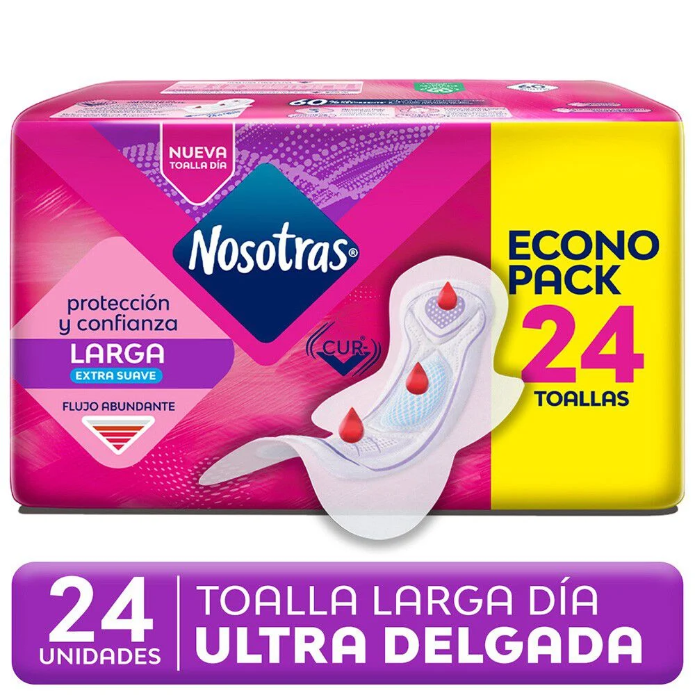 Nosotras Toalla Higiénica Ultra Delgada Larga Extra Suave 24 Un