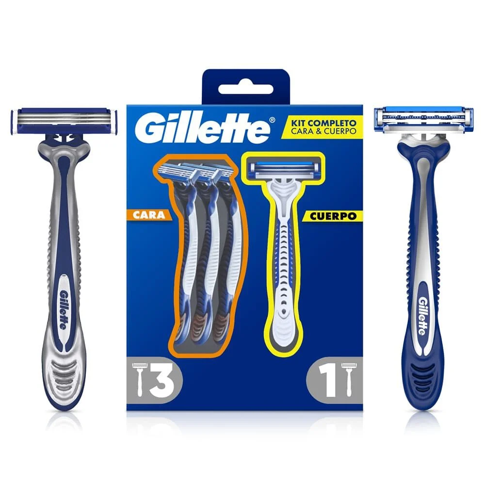 Gillette Kit Completo Cara & Cuerpo 3+1 Unidades