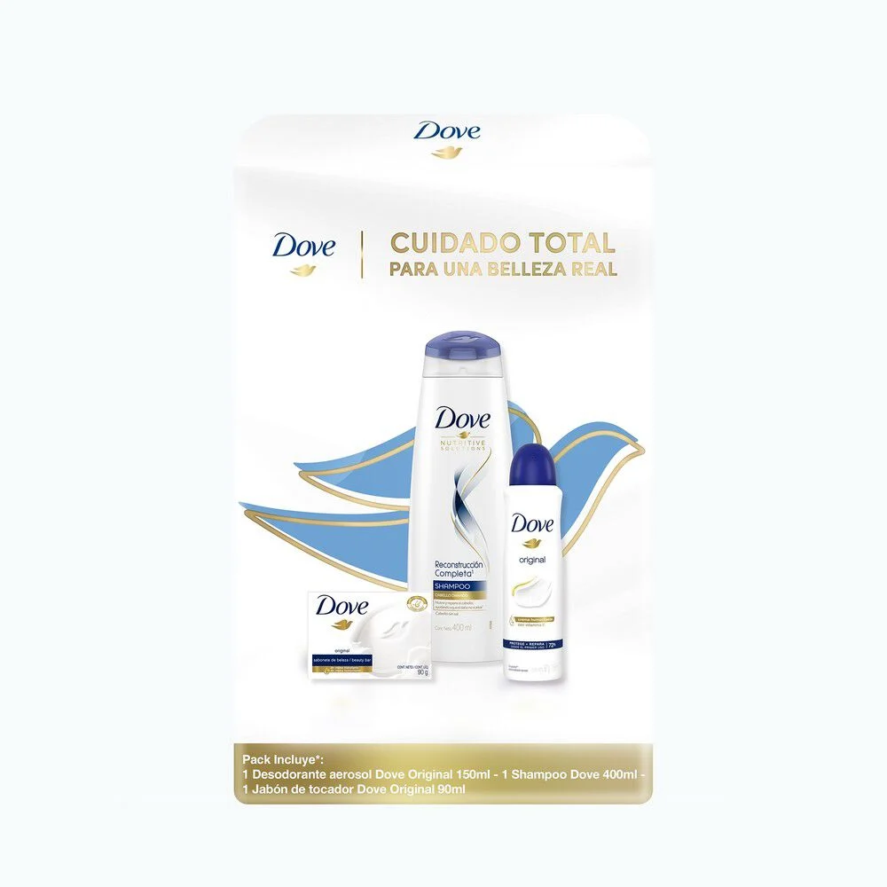 Pack Dove Original: Desodorante 150ml + Shampoo 400ml + Jabón 90g