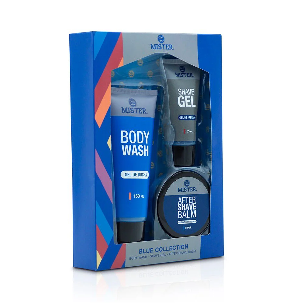 OH! MISTER Blue Collection Body Wash, Shave Gel & Balsamo 3 Piezas