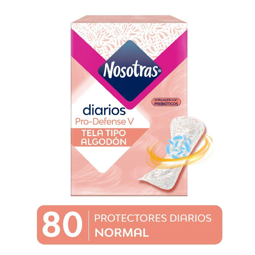 Nosotras Protectores Diarios Pro-Defense V Normal 80 Unidades