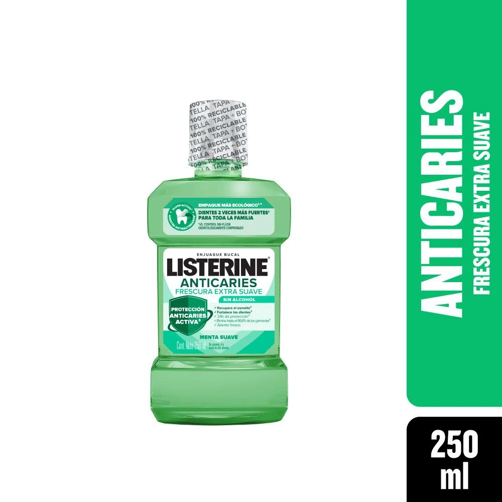 Listerine Anticaries Zero Alcohol Menta Flúor 250 mL