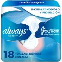 Toalla Higiénica Día Ultradelgada Infinity Con FlexFoam Tela Suave 18 Unidades