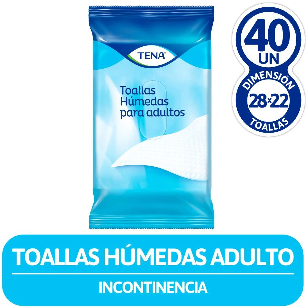 Tena Toallas Húmedas para Adultos 40 Unidades - Avena y Vitamina E