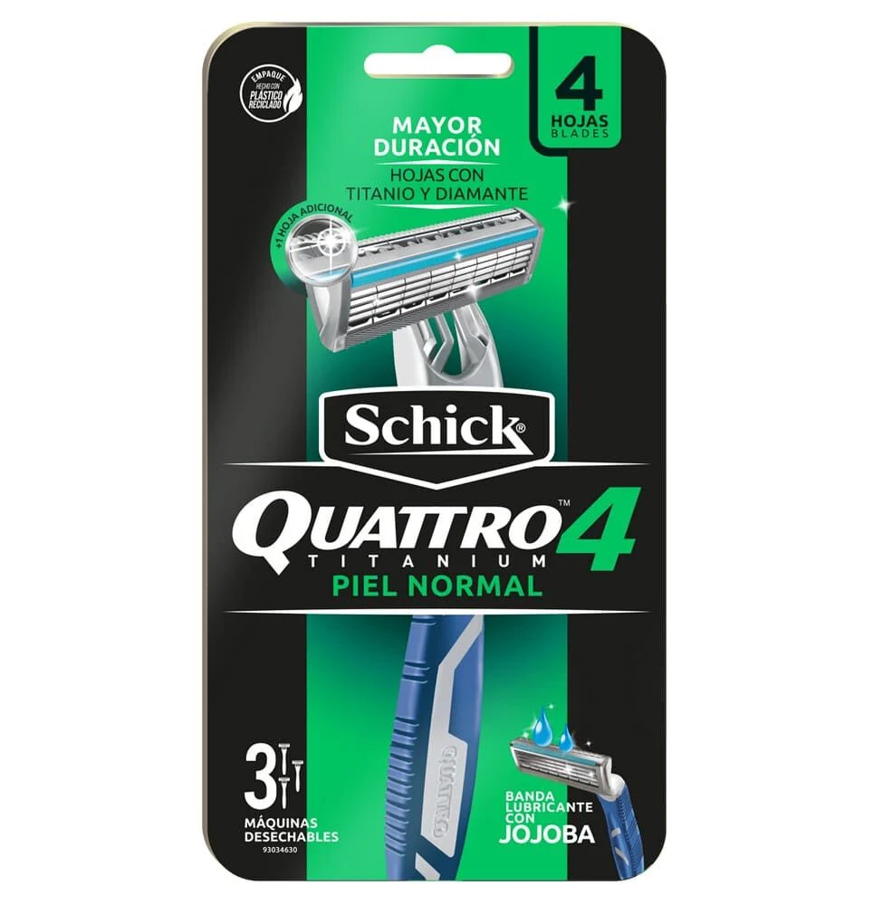 Schick Quattro 4 Titanium Piel Normal 3 Unidades