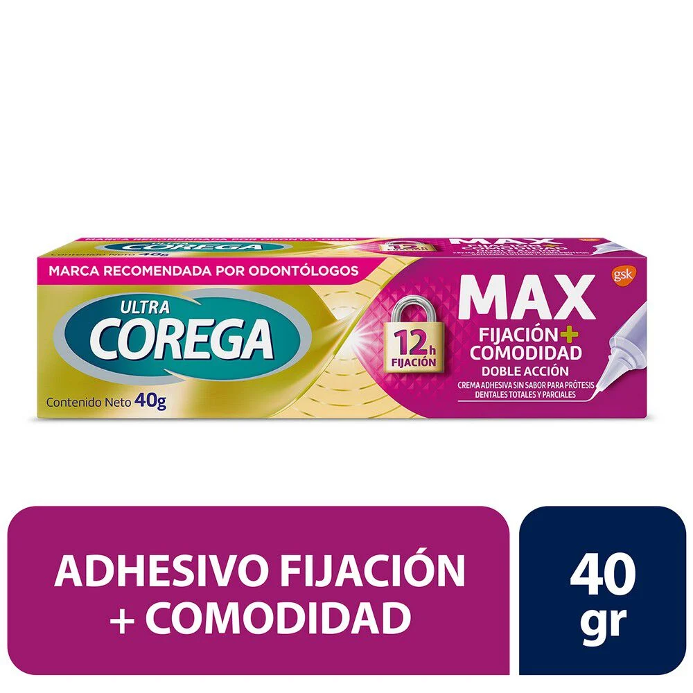 Corega Ultra Max Fijación + Comodidad 40 g - Crema Adhesiva