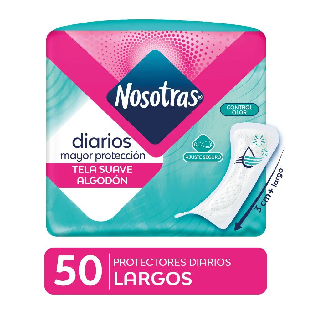 Nosotras Protectores Diarios Largos Control Olor 50 Unidades