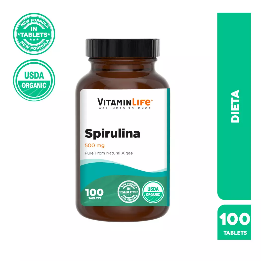 VitaminLife Espirulina 500 mg 100 Comprimidos - Suplemento Natural