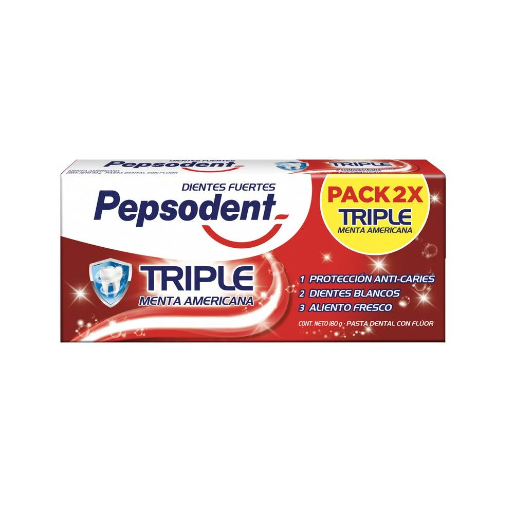 Pepsodent Triple Menta Americana Pack 2 x 75 ml Pasta Dental