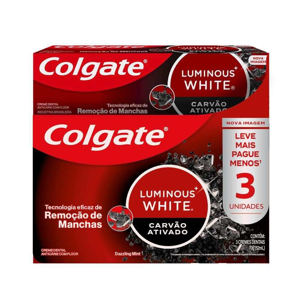 Colgate Luminous White Charcoal 3x90g - Pasta Dental Blanqueadora