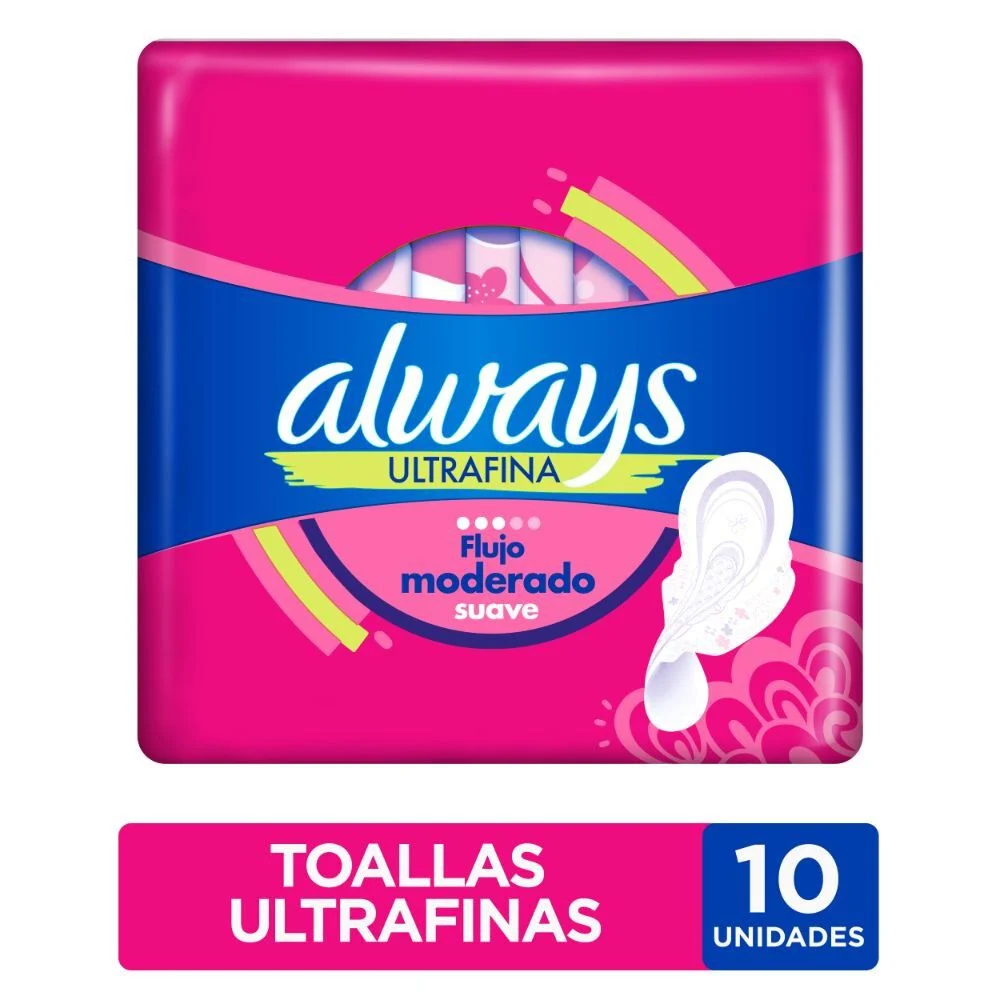 Always Ultrafina Flujo Moderado Suave 10 Unidades