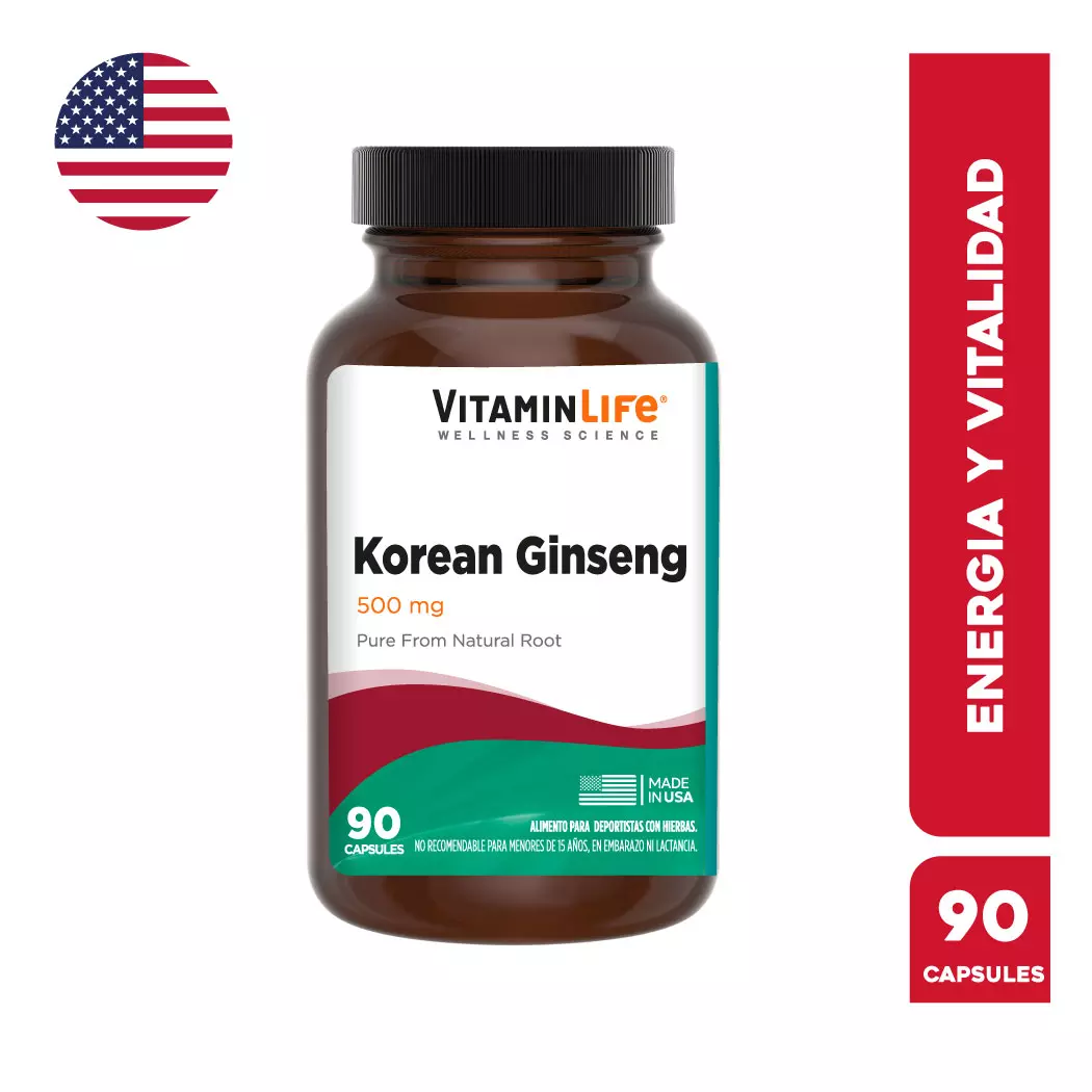 VitaminLife Red Korean Ginseng 500 mg 90 Cápsulas