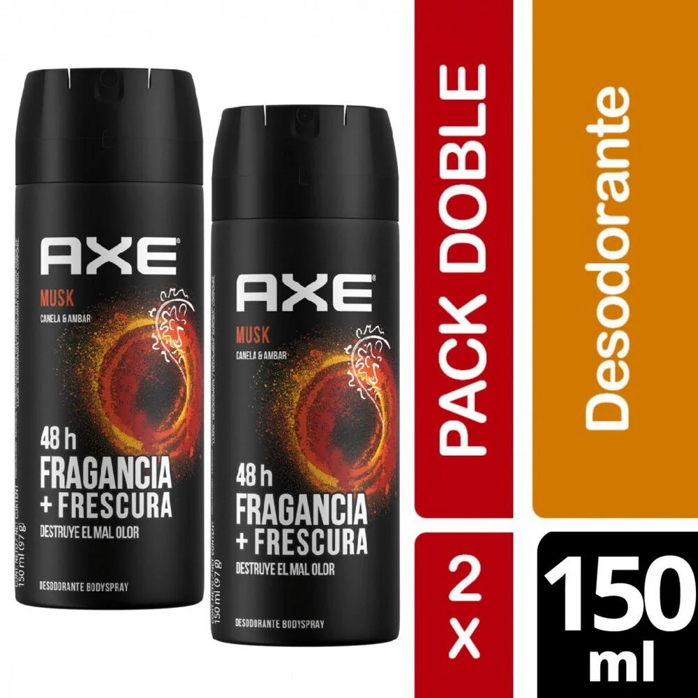 Pack 2 AXE Musk Spray 150 ml - Canela & Ámbar