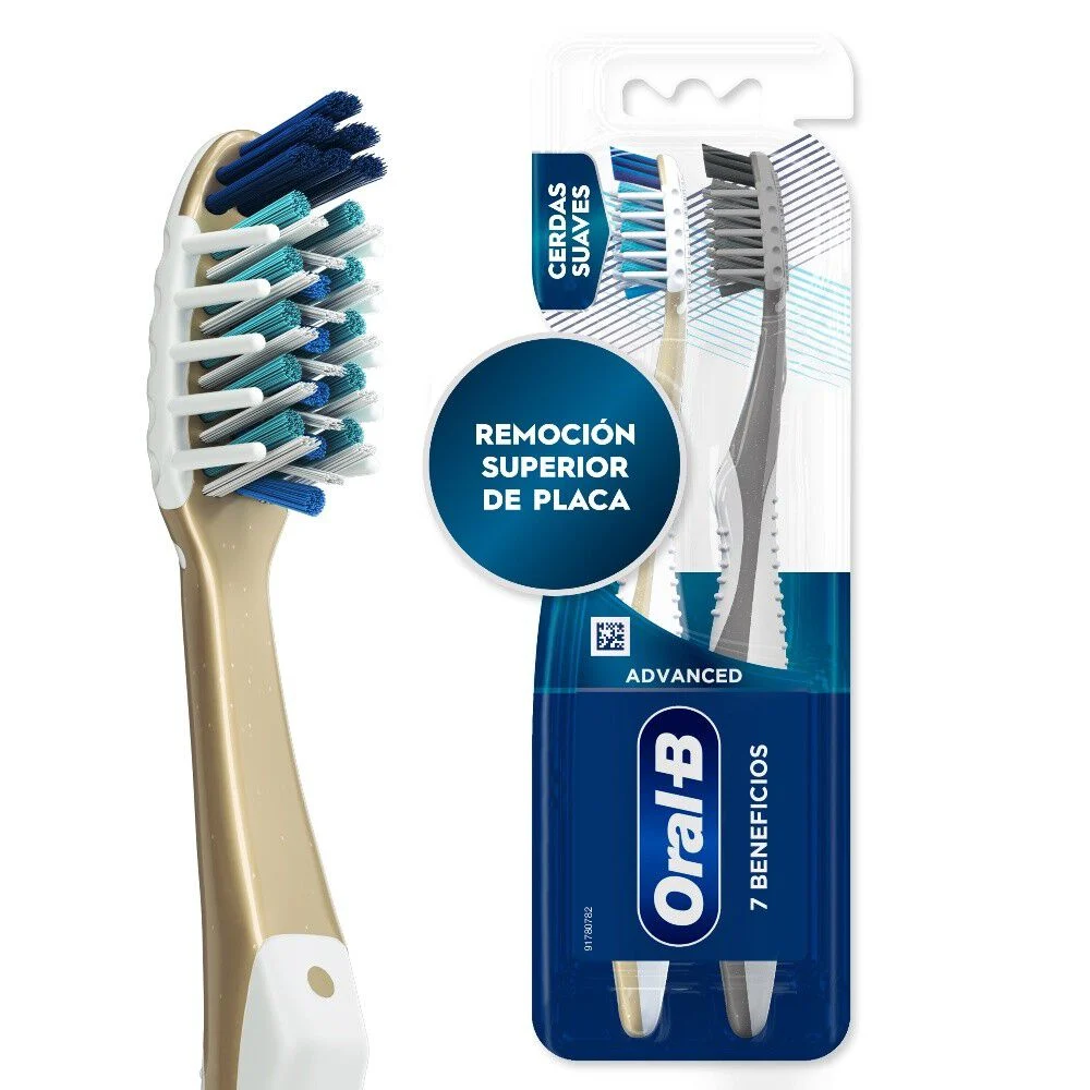 Cepillo de Dientes Oral-B Advanced 7 Beneficios Suave 2 Unidades