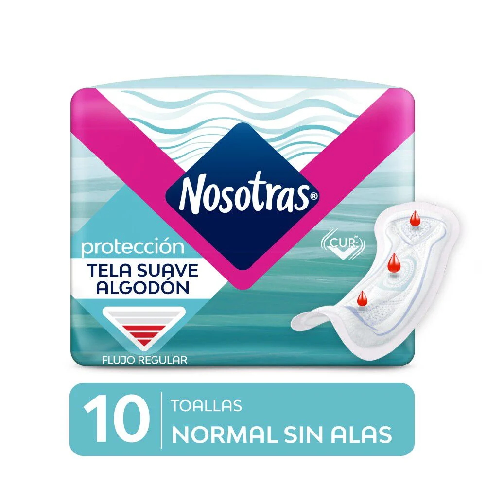 Nosotras Toalla Higiénica Normal Tela Suave Sin Alas 10 Un
