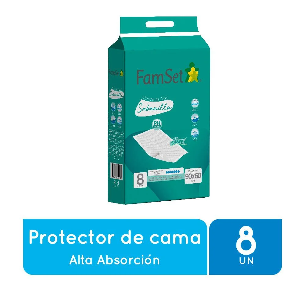 FamSet Protector de Cama Sabanilla 8 Unidades 60x90 cm