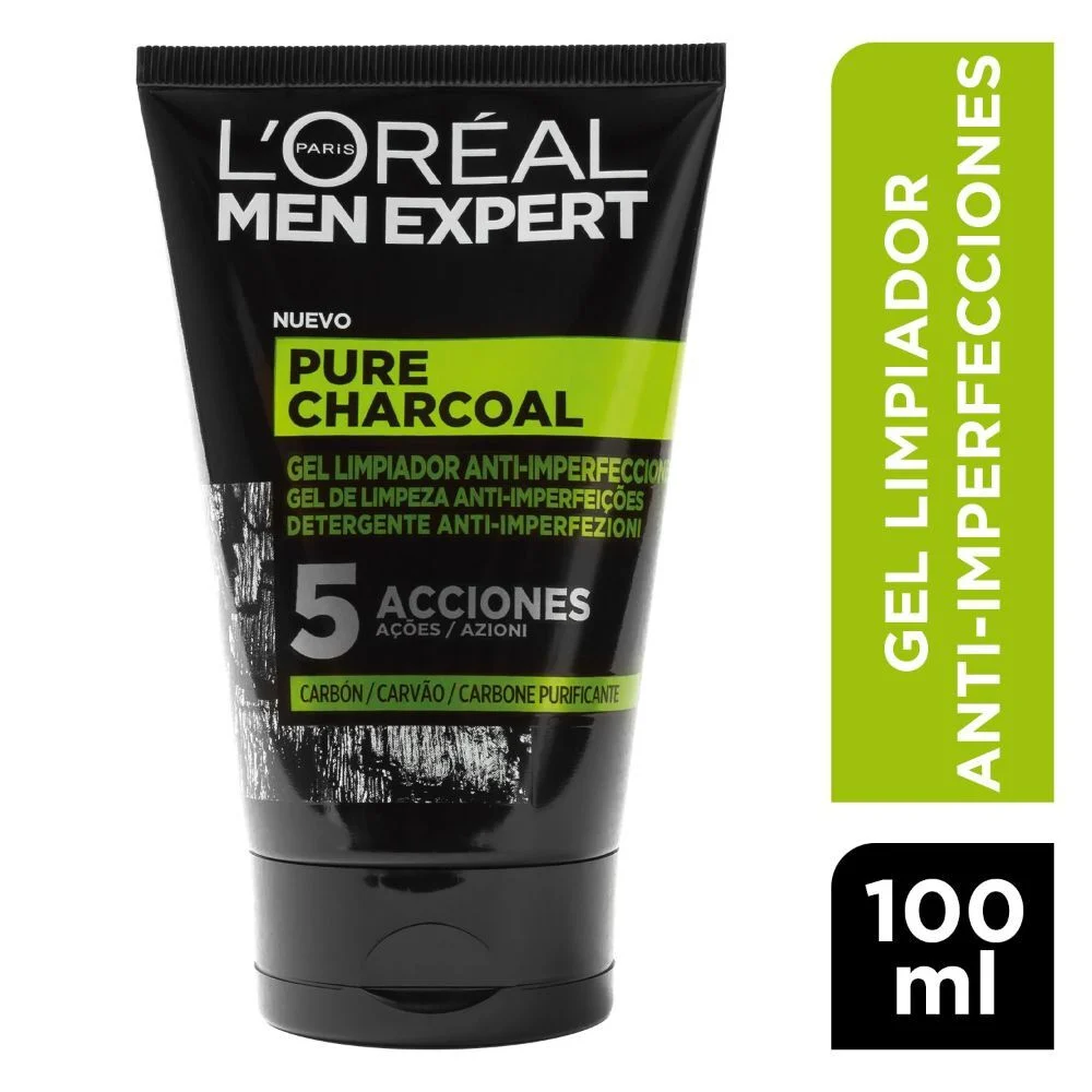 L'Oréal Men Expert Pure Charcoal Gel Limpiador Anti-Imperfecciones 100 ml