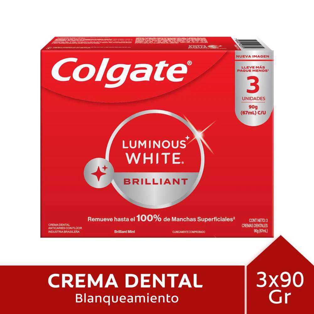 Colgate Luminous White Brilliant 3x90 g Pasta Dental Blanqueadora