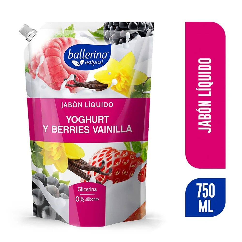 Ballerina Natural Jabón Líquido Yoghurt y Berries Vainilla 750 ml