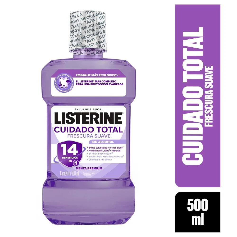Listerine Cuidado Total Zero Alcohol 500 ml - Enjuague Bucal