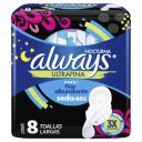 Always Nocturna Ultrafina x 8 Toallas Largas - Protección Nocturna