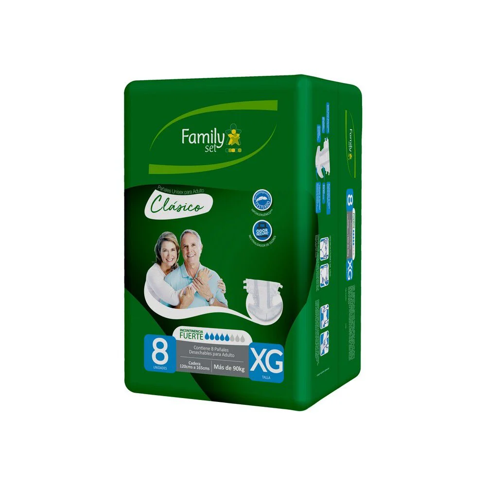 Family Set Clásico Pañal Unisex Talla XG x8