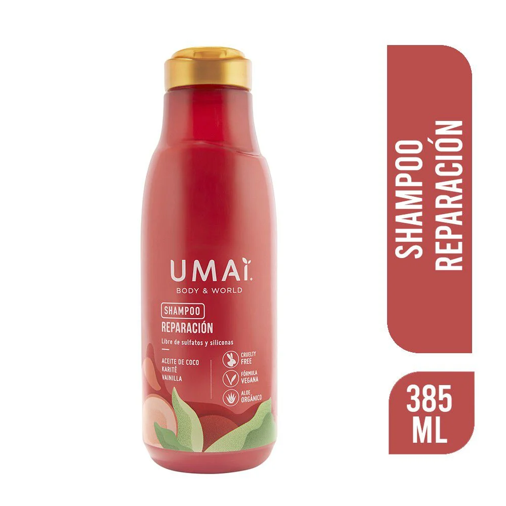 Umai Shampoo Reparación Aceite de Coco, Karité y Vainilla 385 ml