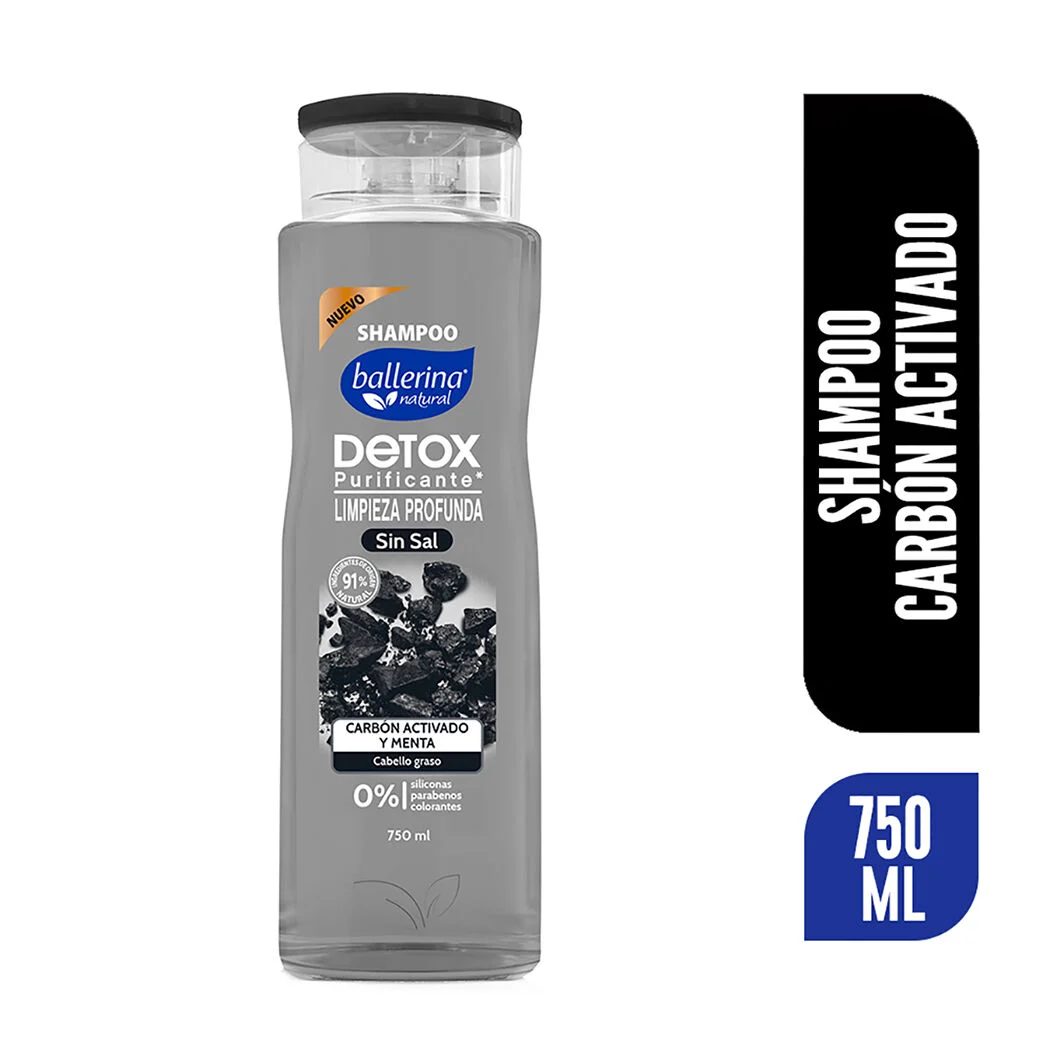 Ballerina Shampoo Detox Carbón Activado y Menta 750 ml