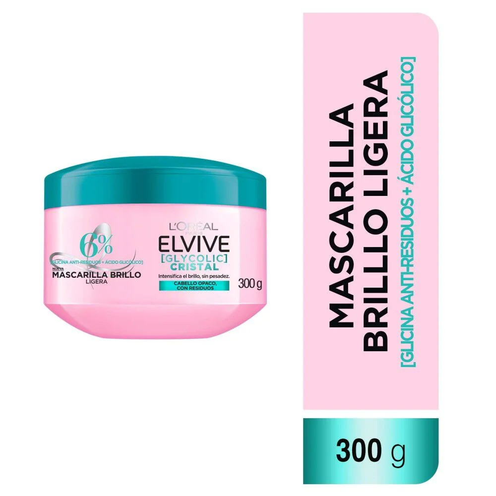 Elvive Glycolic Cristal Mascarilla Brillo Ligera 300 g