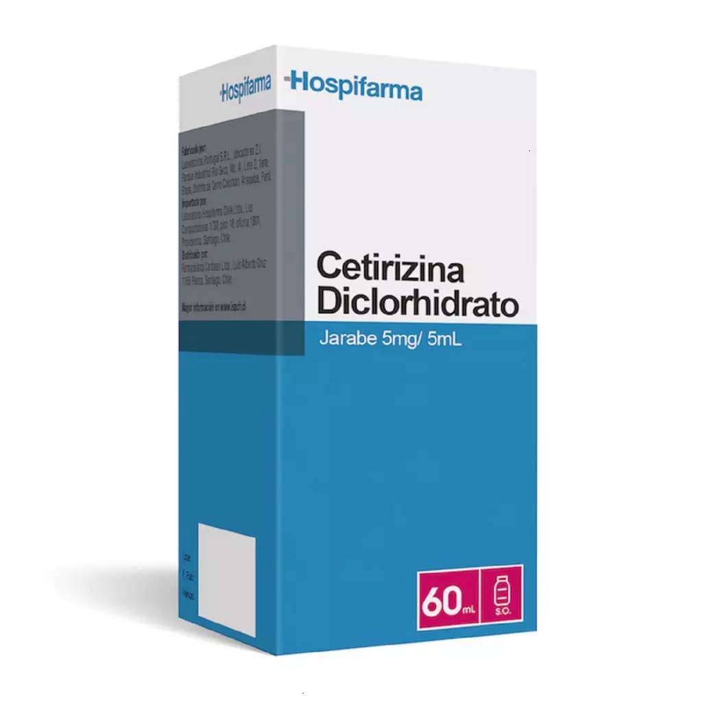 Cetirizina 5 mg/5 ml x 60 ml Jarabe - Hospifarma