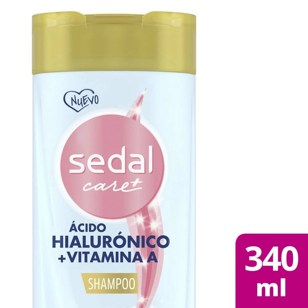 Sedal Care+ Shampoo Ácido Hialurónico y Vitamina A 340 ml - Liso & Frizz Control