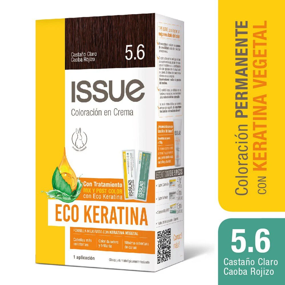 Issue Eco Keratina 5.6 Castaño Claro Caoba Rojizo 1 Aplicación