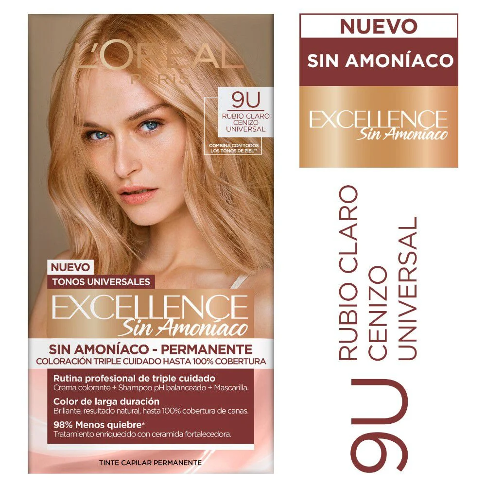 L'Oréal Paris Excellence Sin Amoníaco 9U Rubio Claro Cenizo