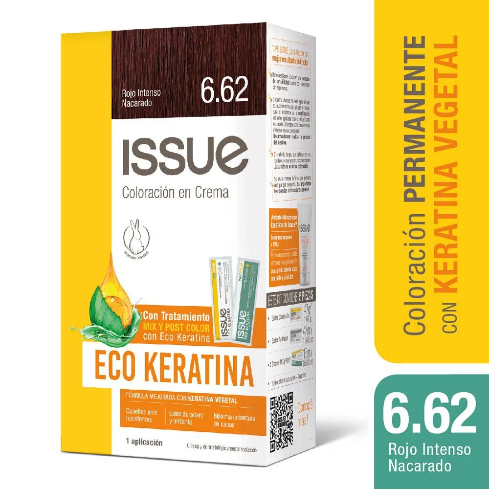 Issue Eco Keratina Kit Coloración Tono 6.62 Rojo Intenso Nacarado