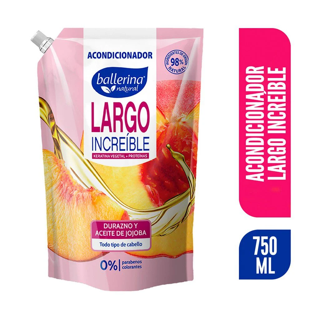 Acondicionador Ballerina Largo Increíble 750 ml - Durazno y Jojoba
