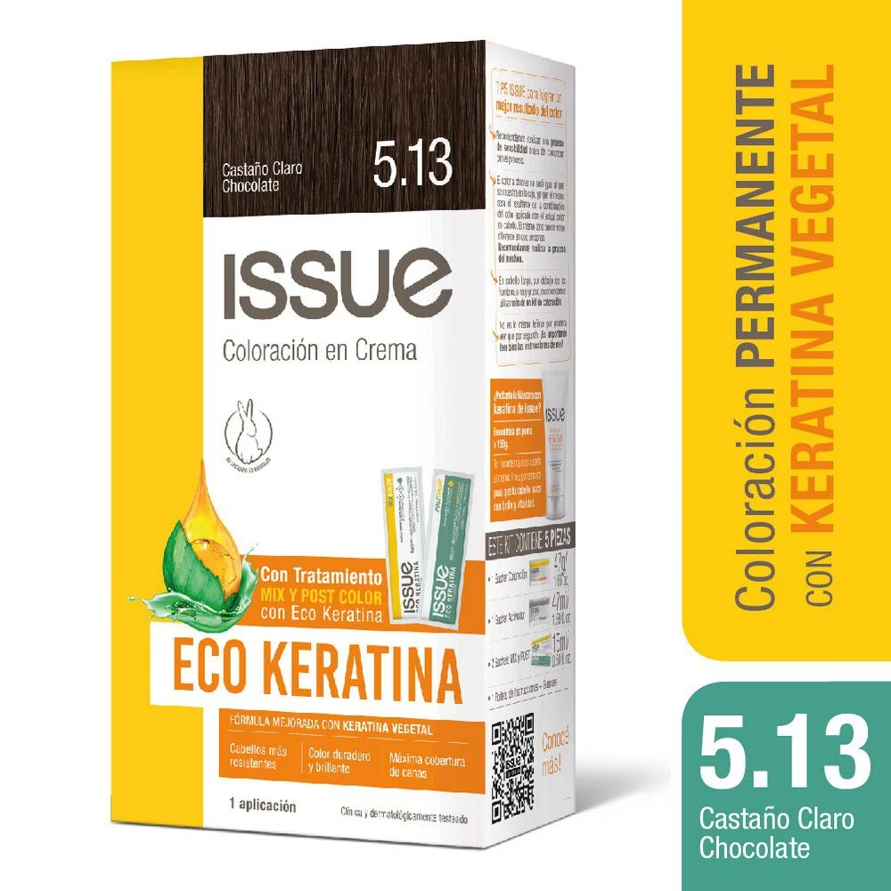 Issue Eco Keratina Tono 5.13 Castaño Claro Chocolate 1 Aplicación
